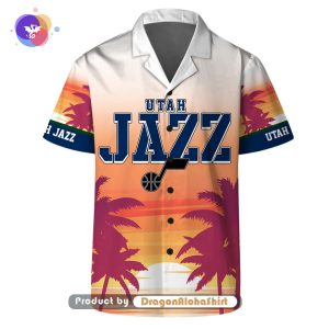 Utah Jazz Team Logo Pattern Sunset Tropical DragonHawaii Hawaiian Set